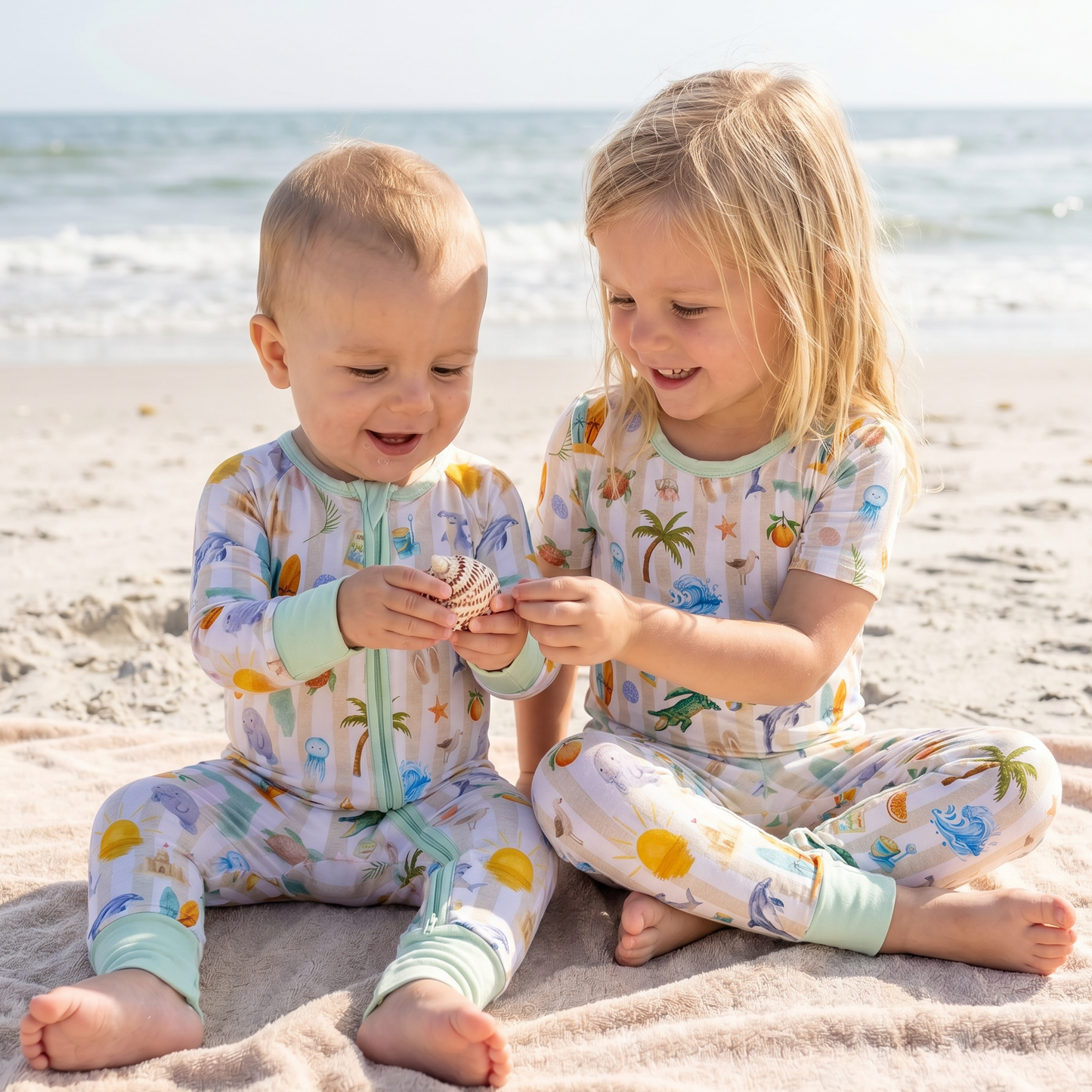 Baby in Sunshine State Florida bamboo convertible footie zippy pajamas