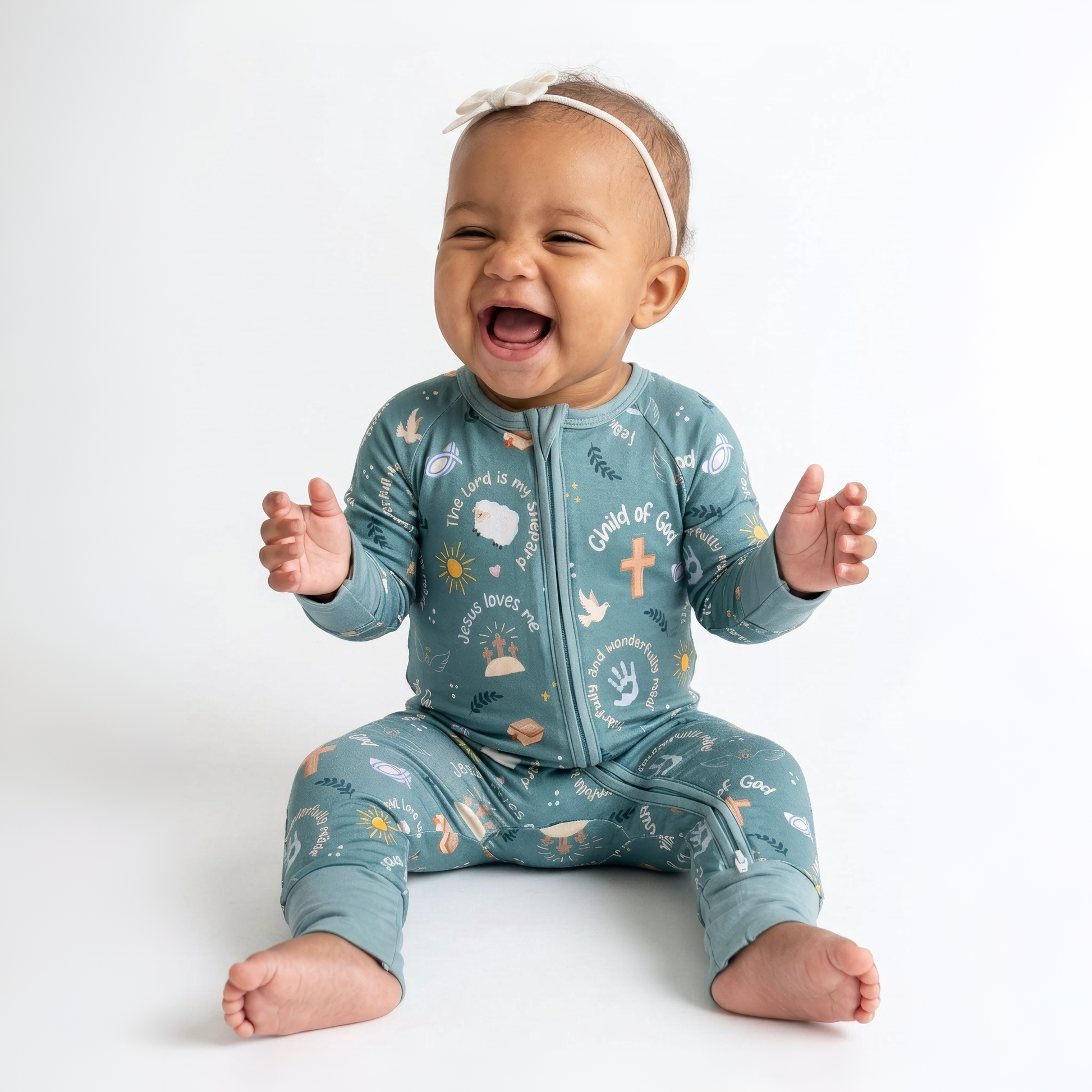 Faithful blessings- Bamboo convertible footie- Zippy pajamas - Summit and Nest