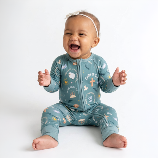 Faithful blessings- Bamboo convertible footie- Zippy pajamas - Summit and Nest