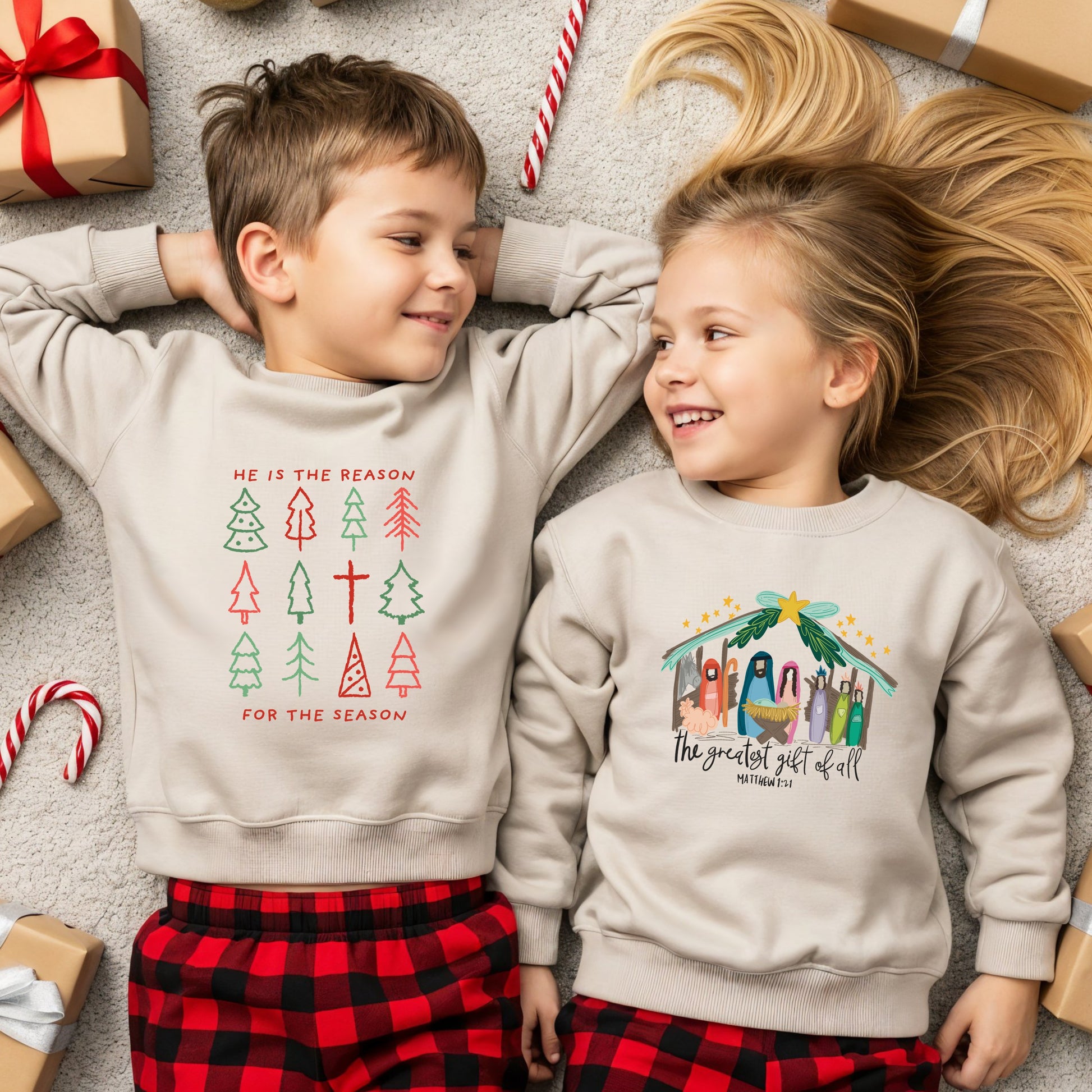 He is the reason for the season- Christmas- Children's sweatshirt - Summit and Nest