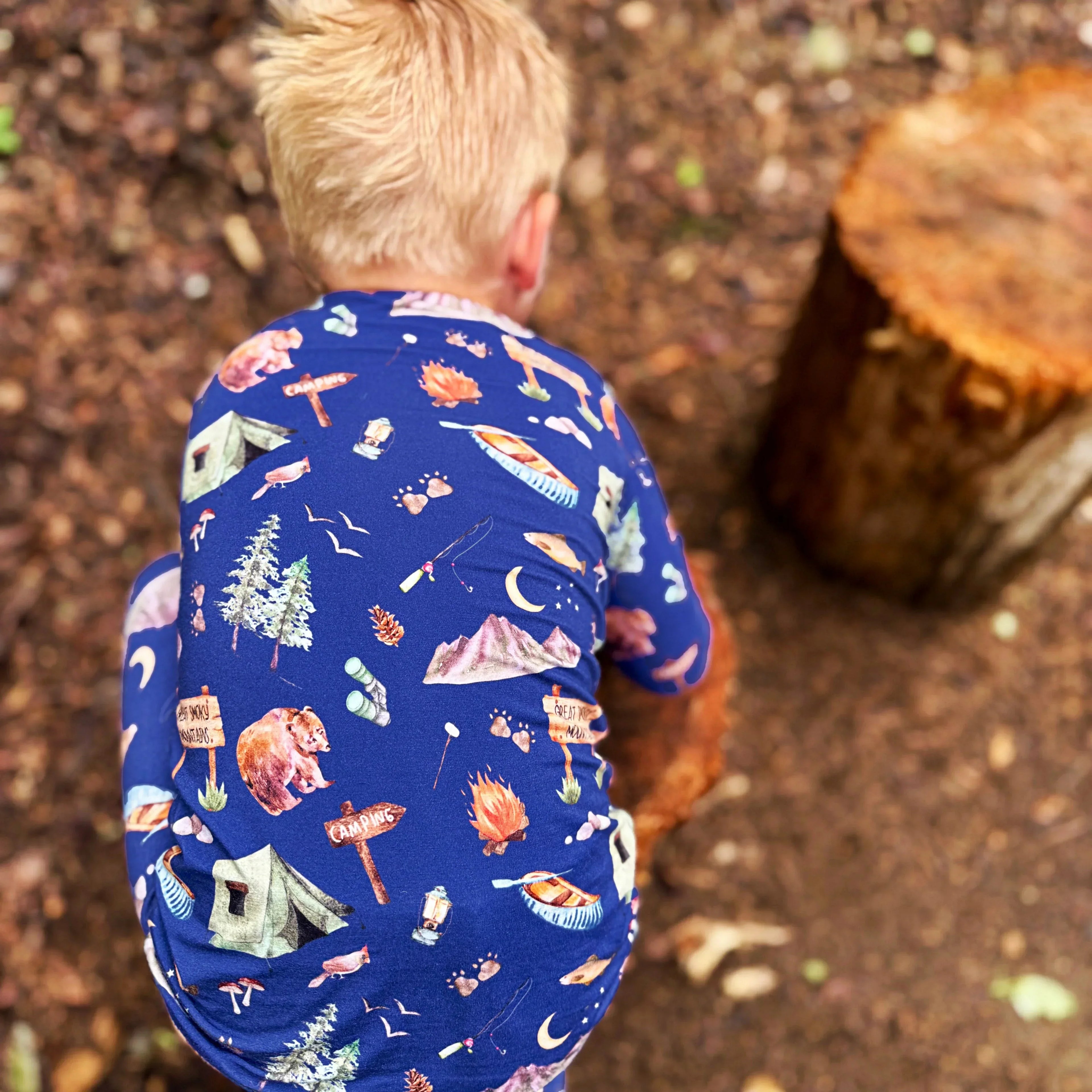 Great smoky mountains camping pajamas for children. Bamboo material. 
