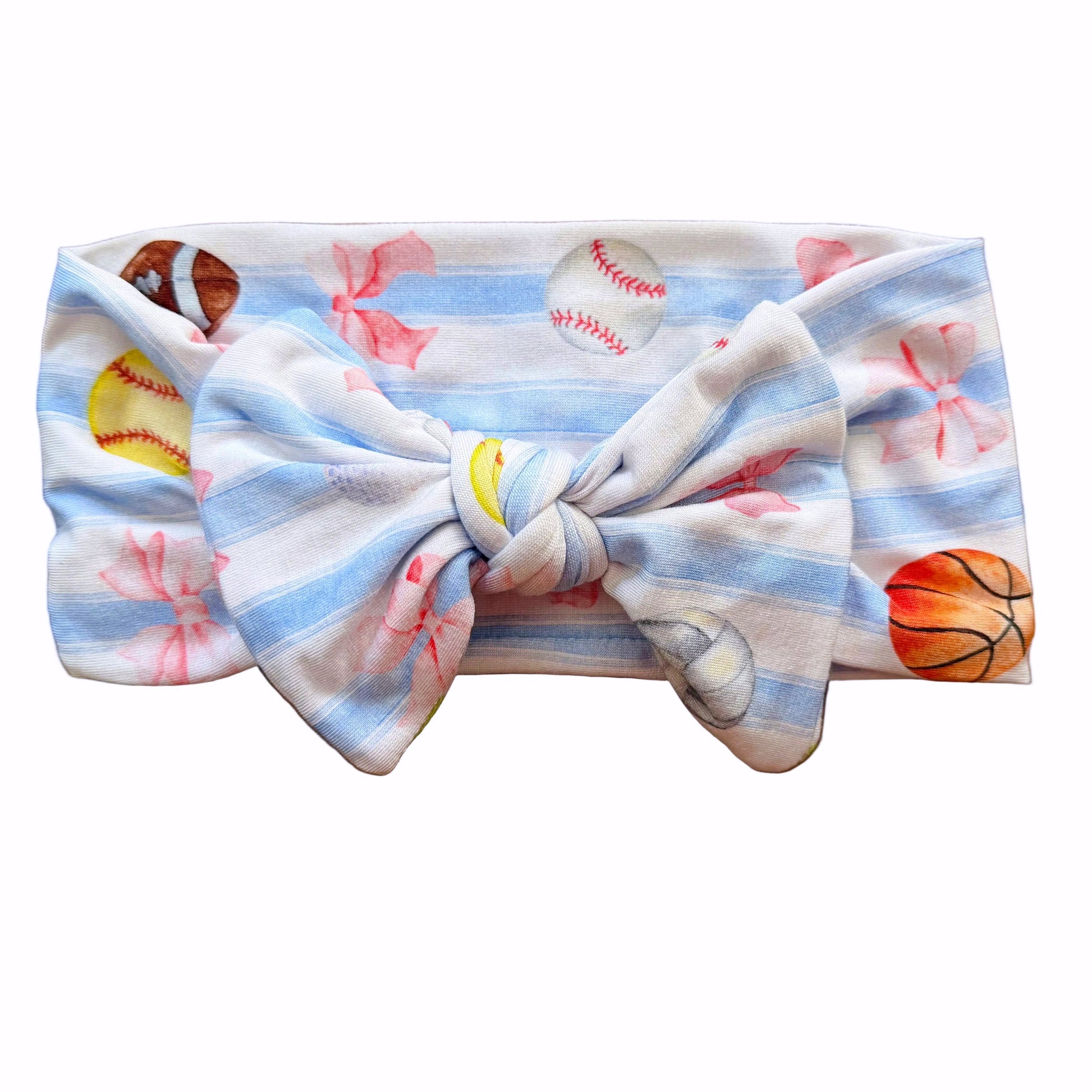 Headband with sports-themed design on a white background