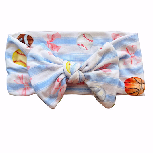 Headband with sports-themed design on a white background