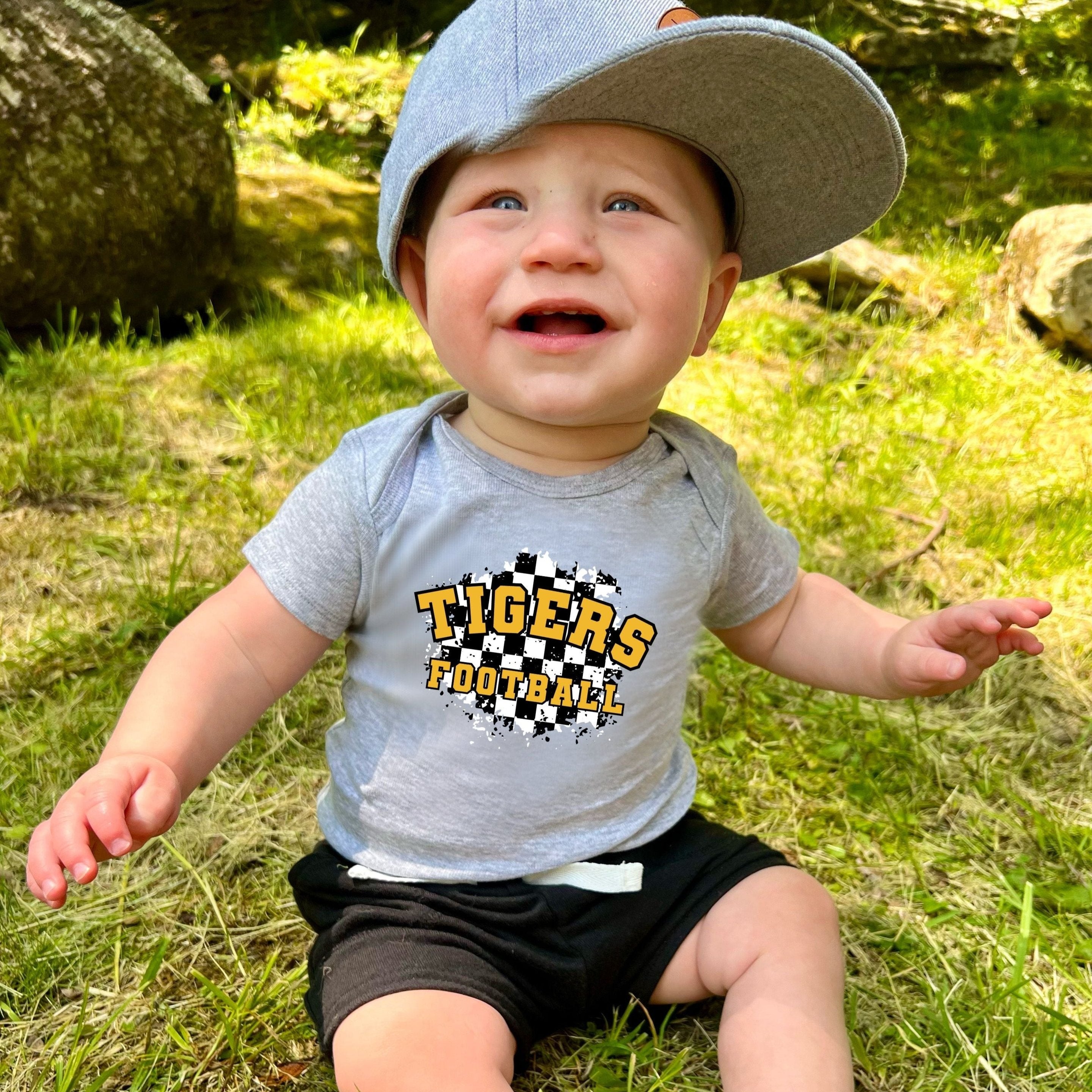 Tigers football checkered- Children's shirt and infant bodysuit - Summit and Nest