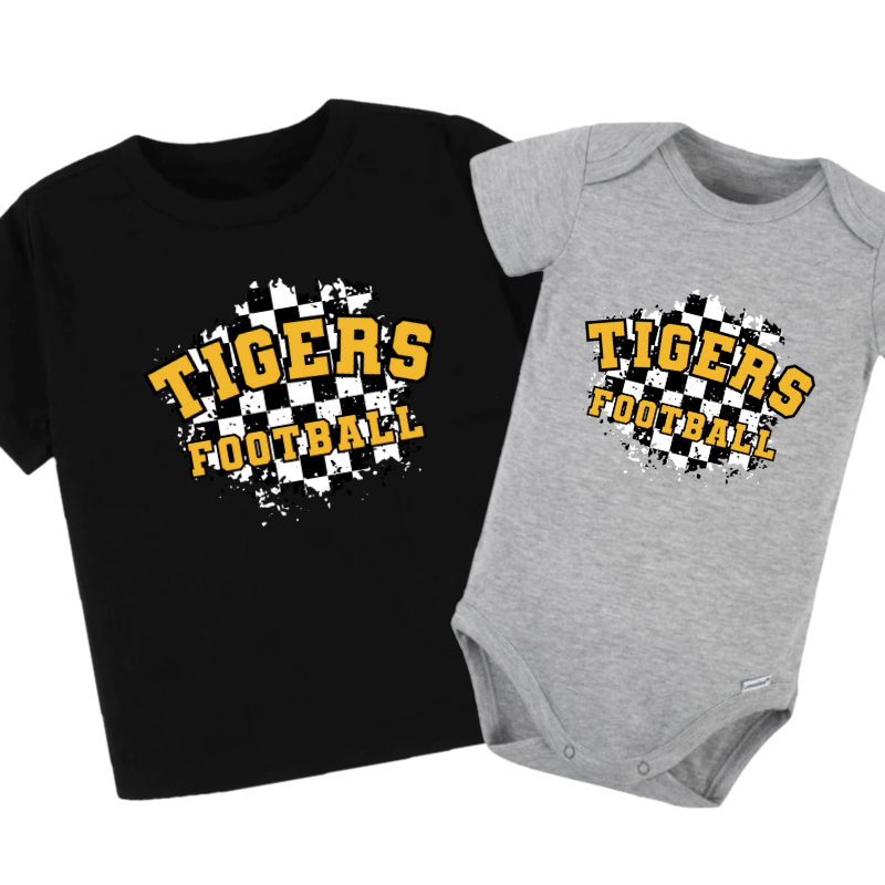 Tigers football checkered- Children's shirt and infant bodysuit - Summit and Nest