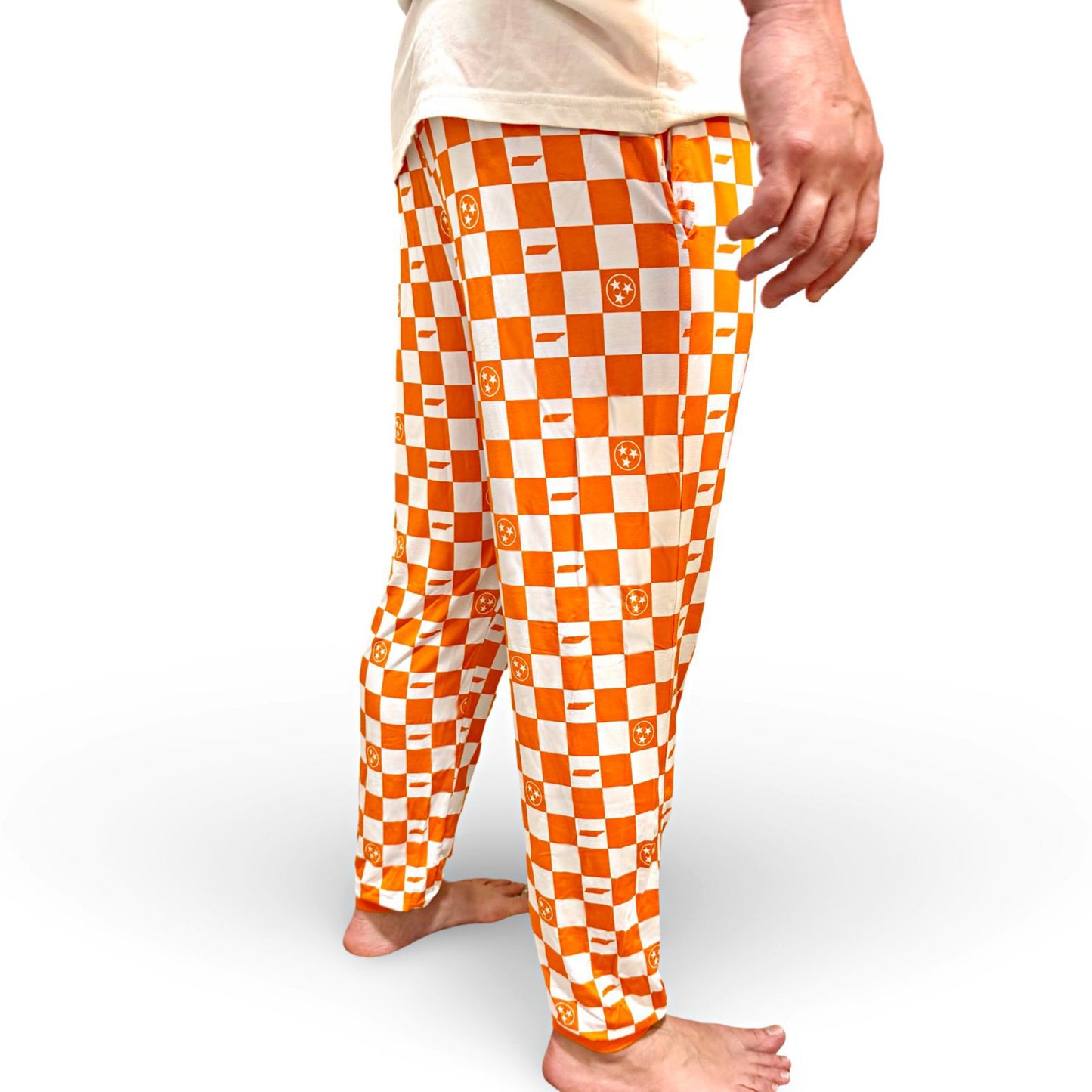 Orange and white checkerboard- Bamboo adult joggers- Unisex