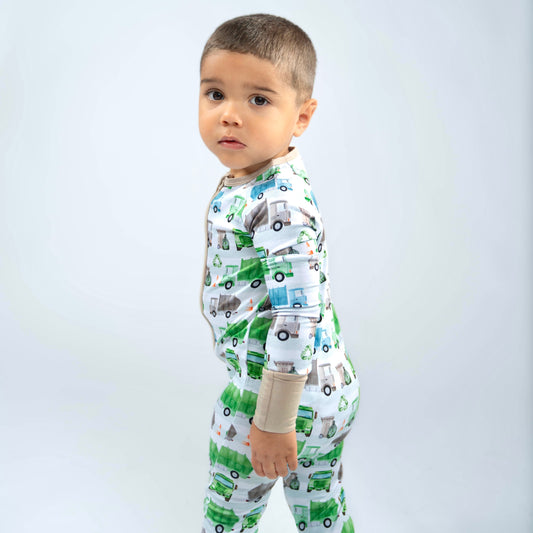 Trash day- Bamboo convertible footie- Zippy pajamas