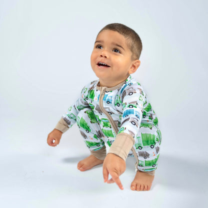 Trash day- Bamboo convertible footie- Zippy pajamas