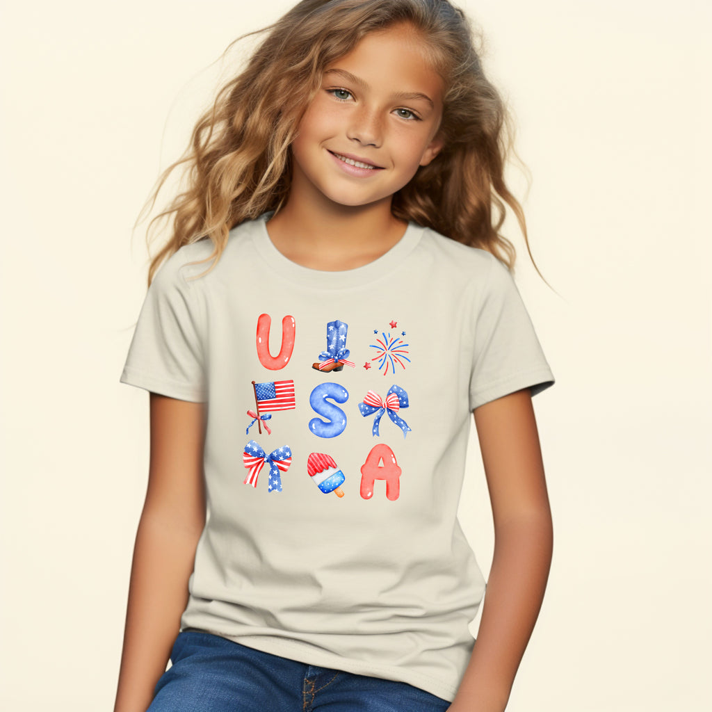 USA bows coquette- Short sleeve tee and infant bodysuit - Summit and Nest