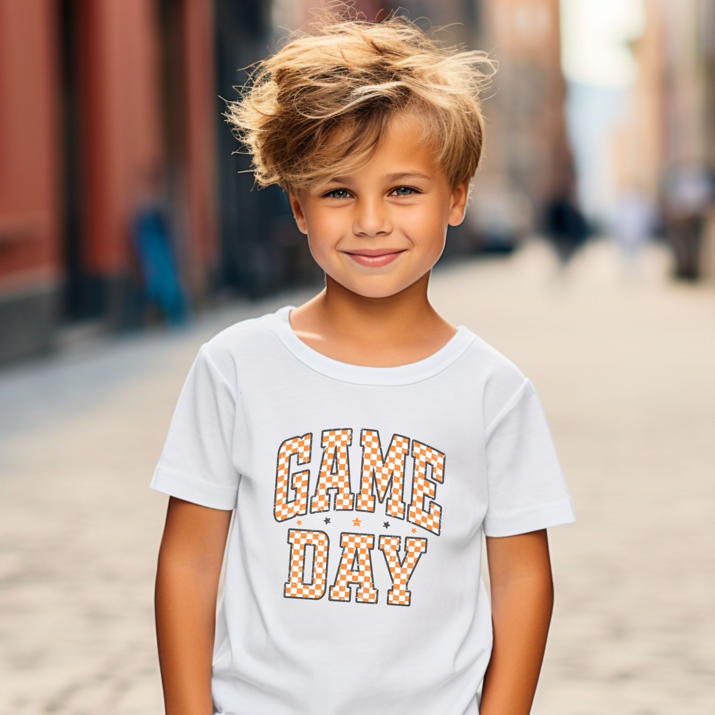Vintage game day- Orange and white- Children's shirt and infant bodysuit - Summit and Nest