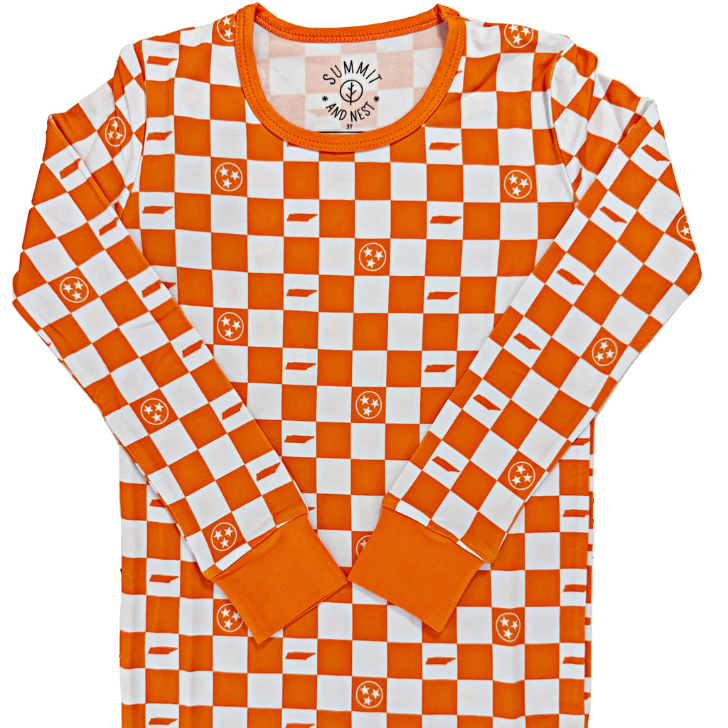 Tennessee Checkerboard- Bamboo two piece pajama set- Toddler and big kid - Summit and Nest