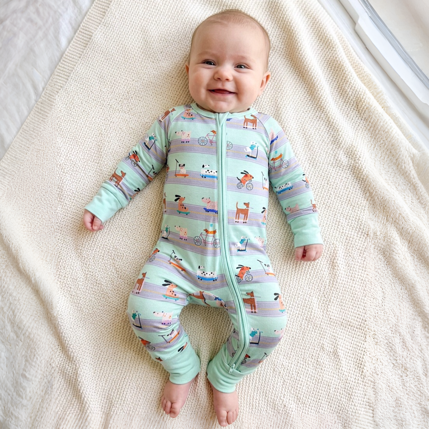 Waggin' Wheels- Bamboo convertible footie- Zippy pajamas - Summit and Nest