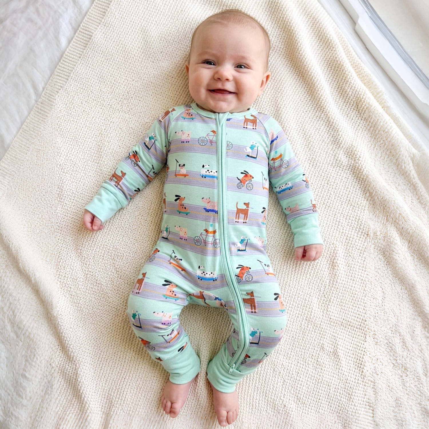Waggin' Wheels- Bamboo convertible footie- Zippy pajamas - Summit and Nest