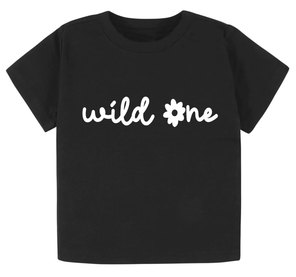 Wild One- Flower- Girl's shirt and infant bodysuit