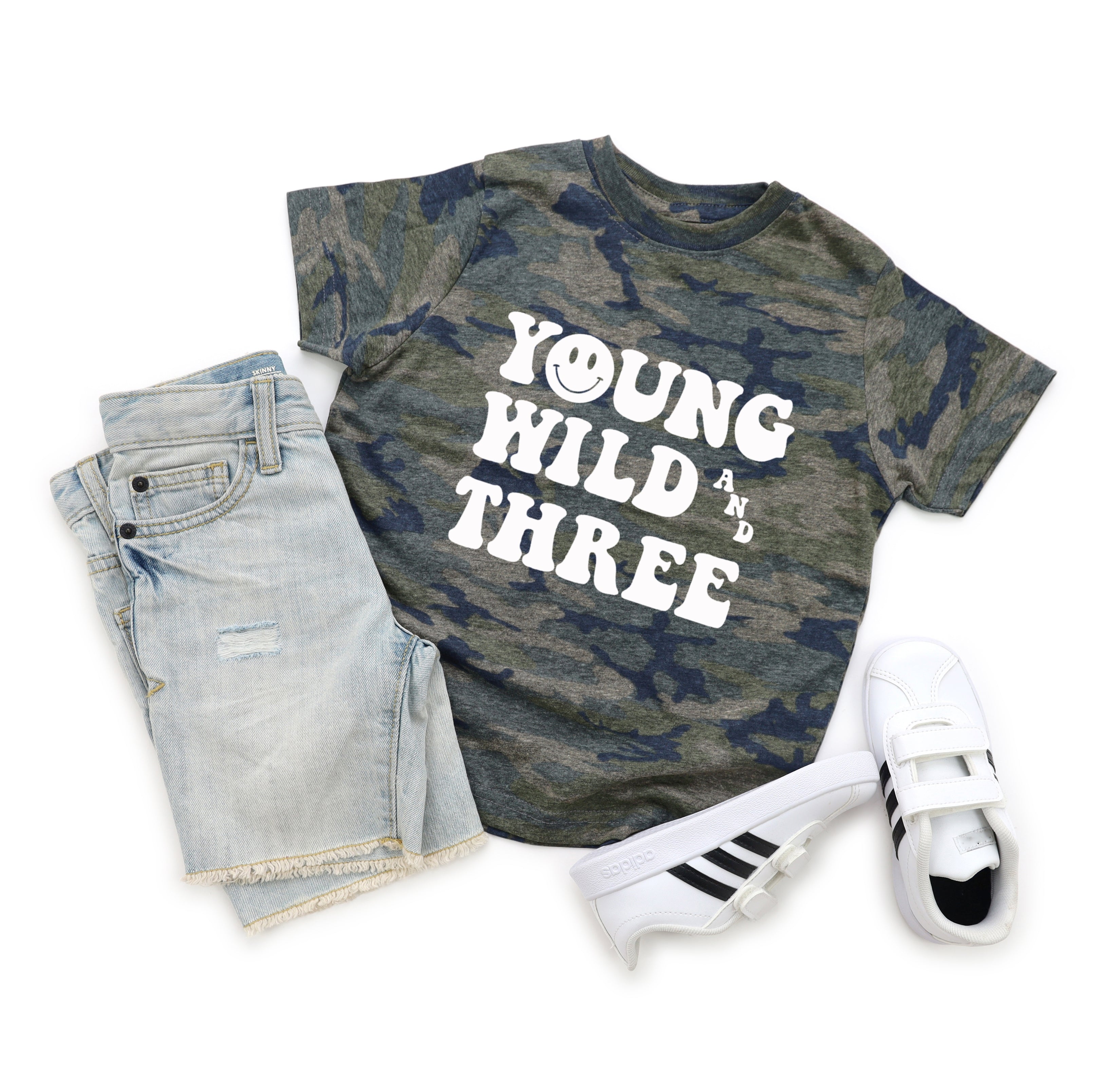 Young, wild, and three. Third birthday- Children's shirt - Summit and Nest