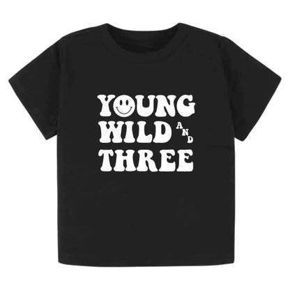 Young, wild, and three. Third birthday- Children's shirt - Summit and Nest