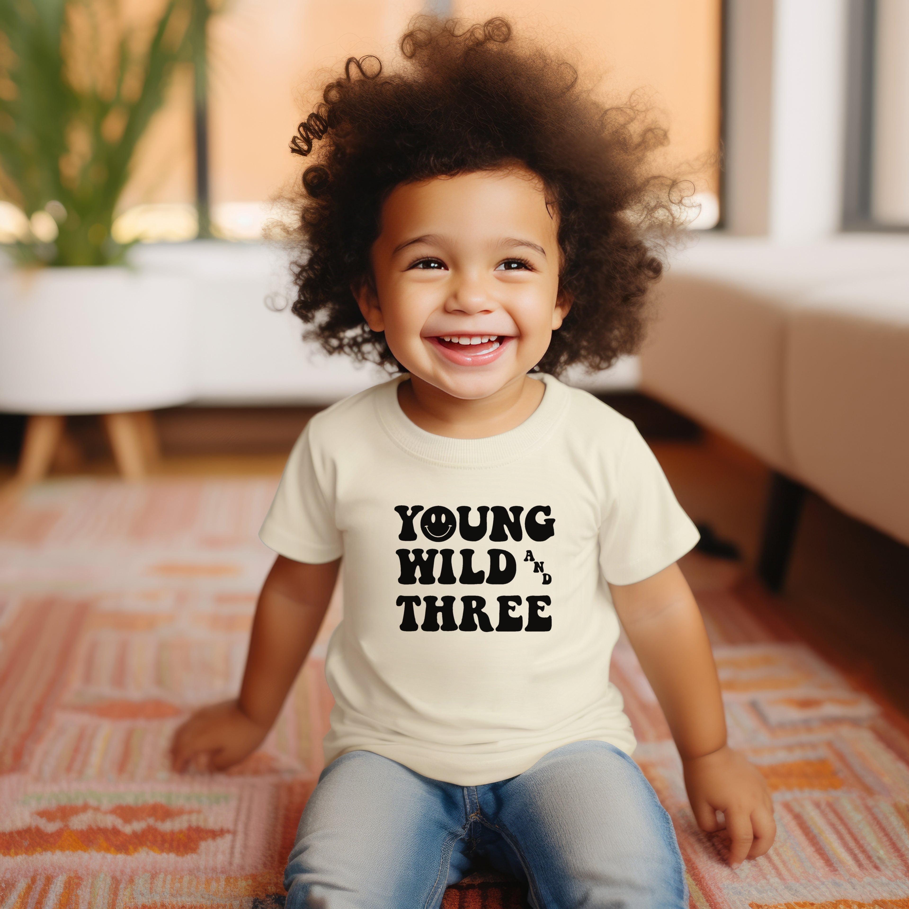 Young, wild, and three. Third birthday- Children's shirt - Summit and Nest